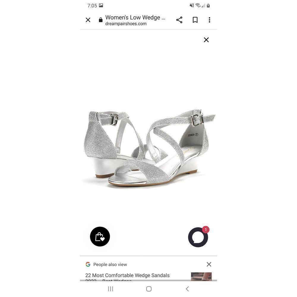New Size 9 Silver Dream Pairs Jones Ankle Strap Low Wedge Sandals